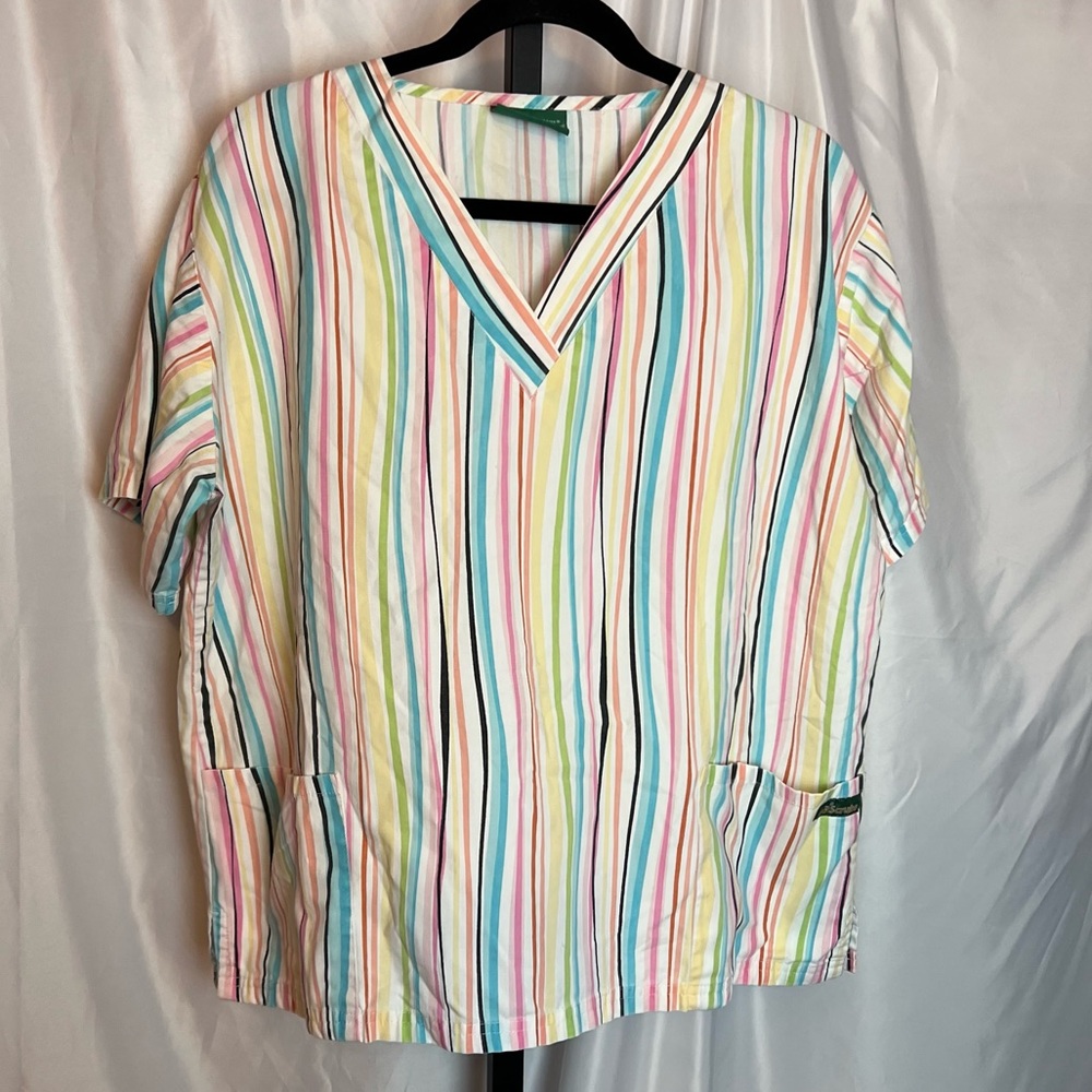 Uniform Advantage UA Scrubs Striped Scrub Top